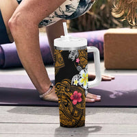 Hawaii Turtle and Tropical Flower Tumbler With Handle Polynesian Pattern LT03 - Polynesian Pride