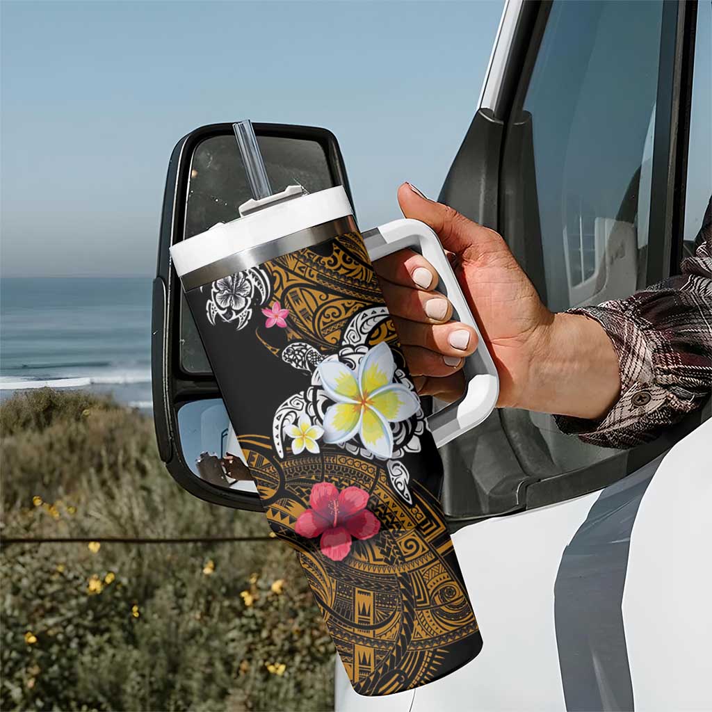 Hawaii Turtle and Tropical Flower Tumbler With Handle Polynesian Pattern LT03 - Polynesian Pride