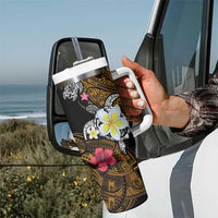 Hawaii Turtle and Tropical Flower Tumbler With Handle Polynesian Pattern LT03 - Polynesian Pride