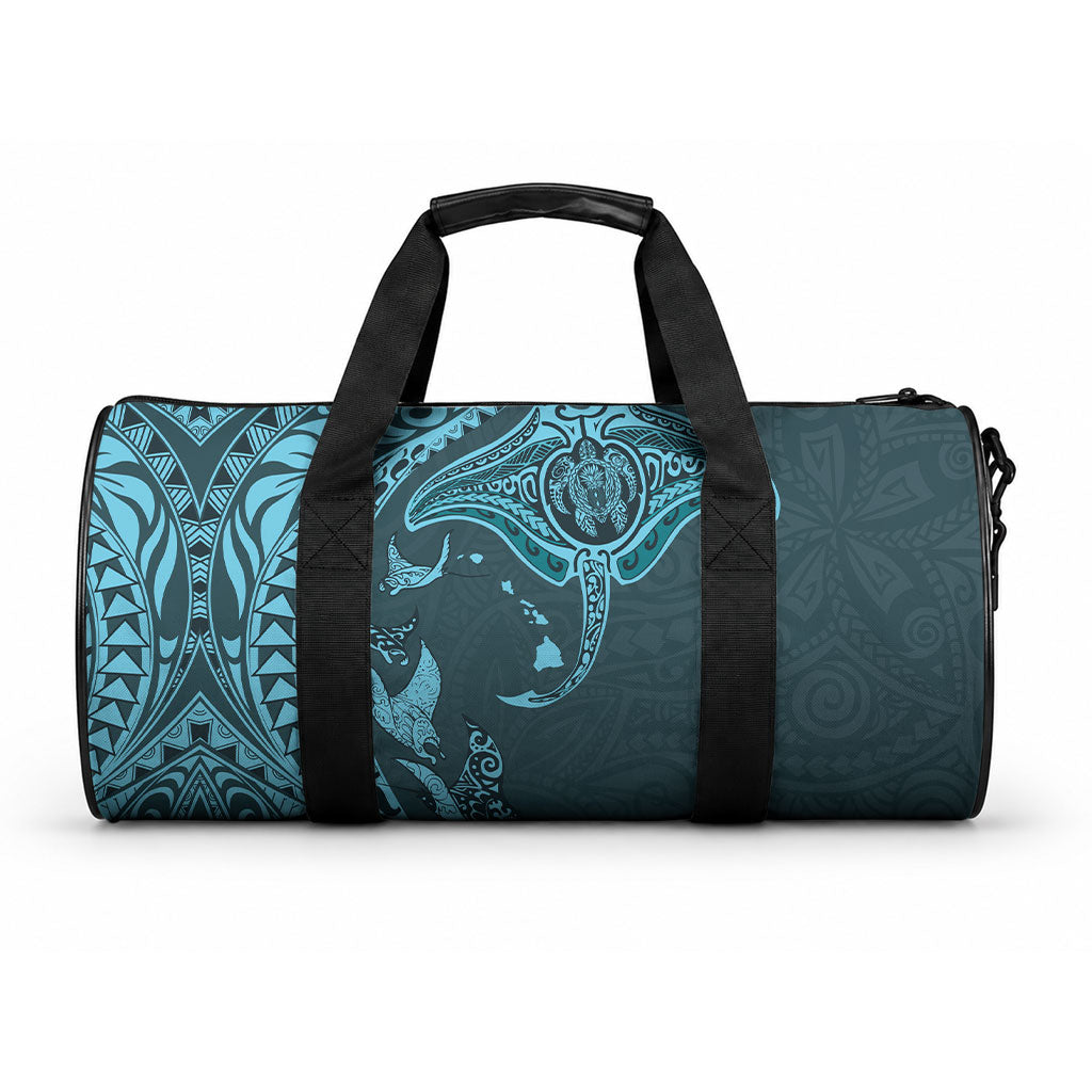 Hawaiian Manta Ray and Polynesian Tribal Tattoo Duffle Bag LT03 One size Turquoise - Polynesian Pride