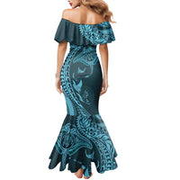Hawaiian Manta Ray and Polynesian Tribal Tattoo Mermaid Dress Turquoise Color LT03 - Polynesian Pride