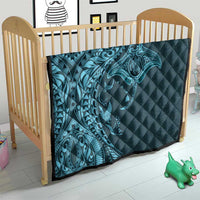 Hawaiian Manta Ray and Polynesian Tribal Tattoo Quilt Turquoise Color LT03 - Polynesian Pride