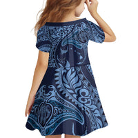 Hawaiian Manta Ray and Polynesian Tribal Tattoo Family Matching Off Shoulder Maxi Dress and Hawaiian Shirt Dark Navy Color LT03 - Polynesian Pride