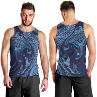 Hawaiian Manta Ray and Polynesian Tribal Tattoo Men Tank Top Dark Navy Color LT03