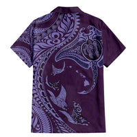 Hawaiian Manta Ray and Polynesian Tribal Tattoo Family Matching Mermaid Dress and Hawaiian Shirt Purple Color LT03 - Polynesian Pride
