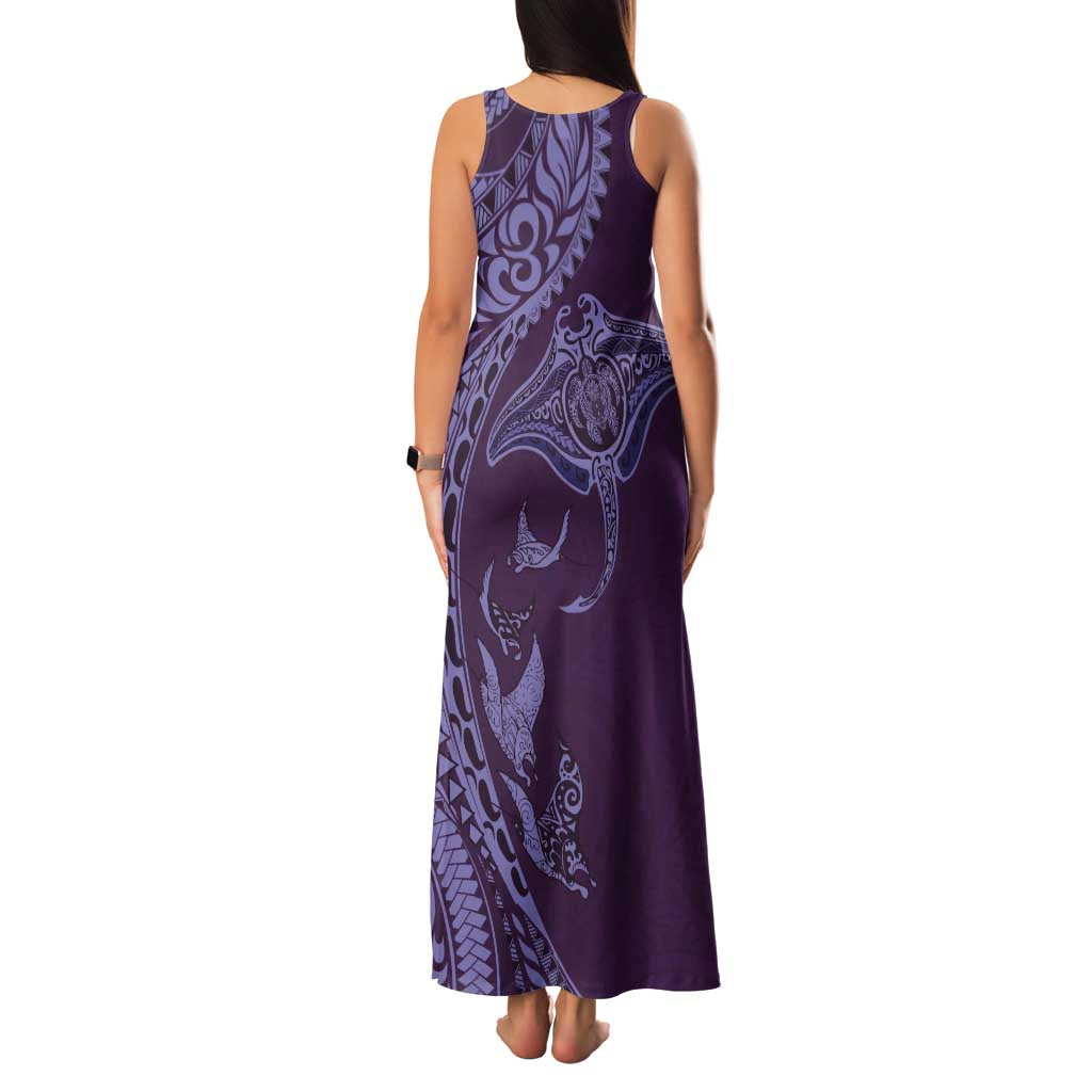 Hawaiian Manta Ray and Polynesian Tribal Tattoo Family Matching Tank Maxi Dress and Hawaiian Shirt Purple Color LT03 - Polynesian Pride
