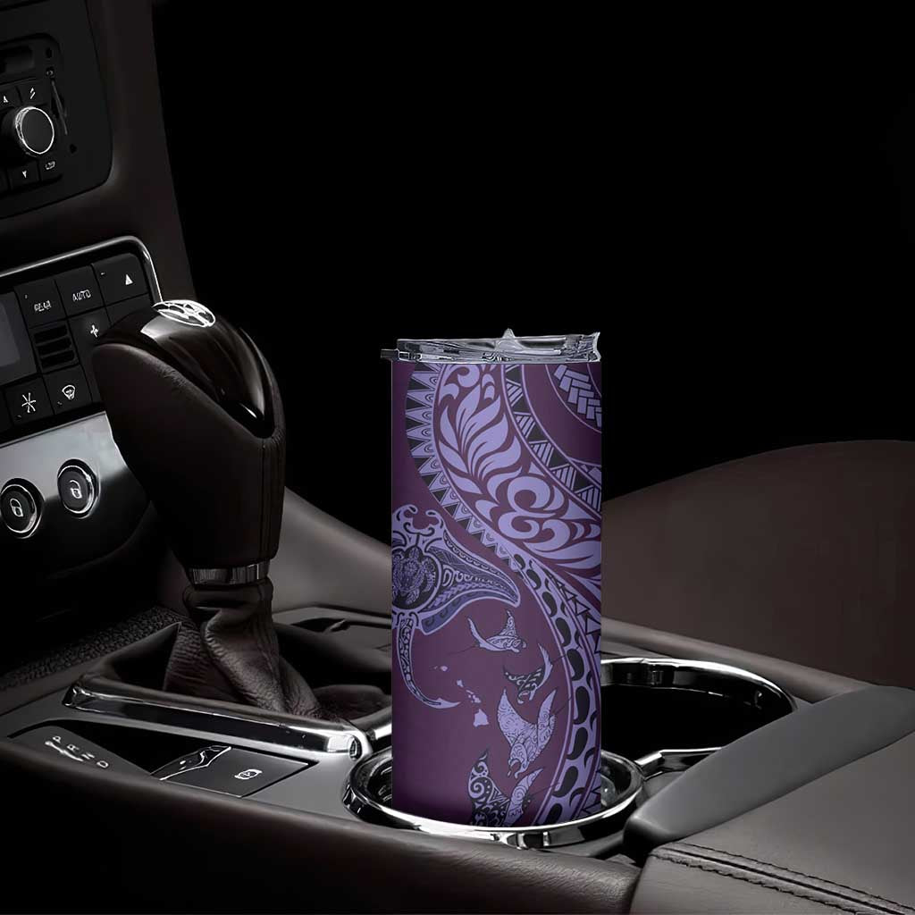 Hawaiian Manta Ray and Polynesian Tribal Tattoo Skinny Tumbler Purple Color LT03 - Polynesian Pride