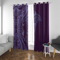 Hawaiian Manta Ray and Polynesian Tribal Tattoo Window Curtain Purple Color LT03 With Grommets Purple - Polynesian Pride