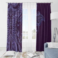 Hawaiian Manta Ray and Polynesian Tribal Tattoo Window Curtain Purple Color LT03 - Polynesian Pride