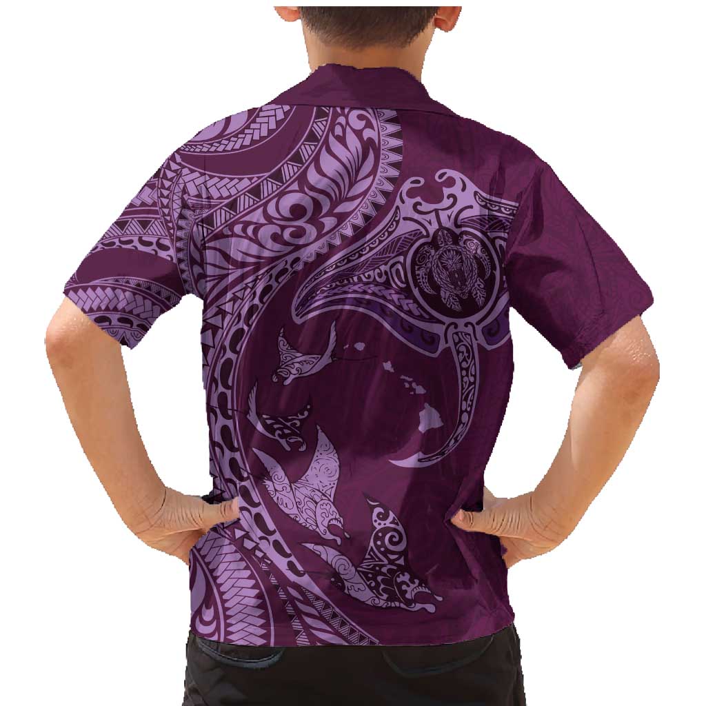 Hawaiian Manta Ray and Polynesian Tribal Tattoo Family Matching Mermaid Dress and Hawaiian Shirt Pink Color LT03 - Polynesian Pride