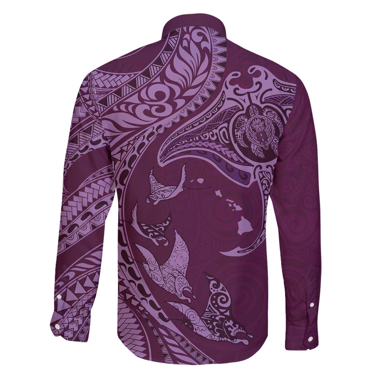 Hawaiian Manta Ray and Polynesian Tribal Tattoo Family Matching Off Shoulder Short Dress and Hawaiian Shirt Pink Color LT03 - Polynesian Pride