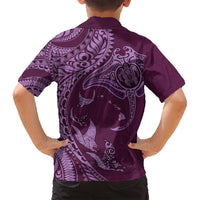 Hawaiian Manta Ray and Polynesian Tribal Tattoo Family Matching Summer Maxi Dress and Hawaiian Shirt Pink Color LT03 - Polynesian Pride