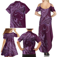 Hawaiian Manta Ray and Polynesian Tribal Tattoo Family Matching Summer Maxi Dress and Hawaiian Shirt Pink Color LT03 - Polynesian Pride