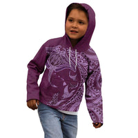 Hawaiian Manta Ray and Polynesian Tribal Tattoo Kid Hoodie Pink Color LT03 - Polynesian Pride