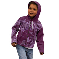 Hawaiian Manta Ray and Polynesian Tribal Tattoo Kid Hoodie Pink Color LT03 - Polynesian Pride