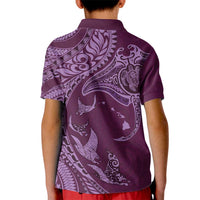 Hawaiian Manta Ray and Polynesian Tribal Tattoo Kid Polo Shirt Pink Color LT03
