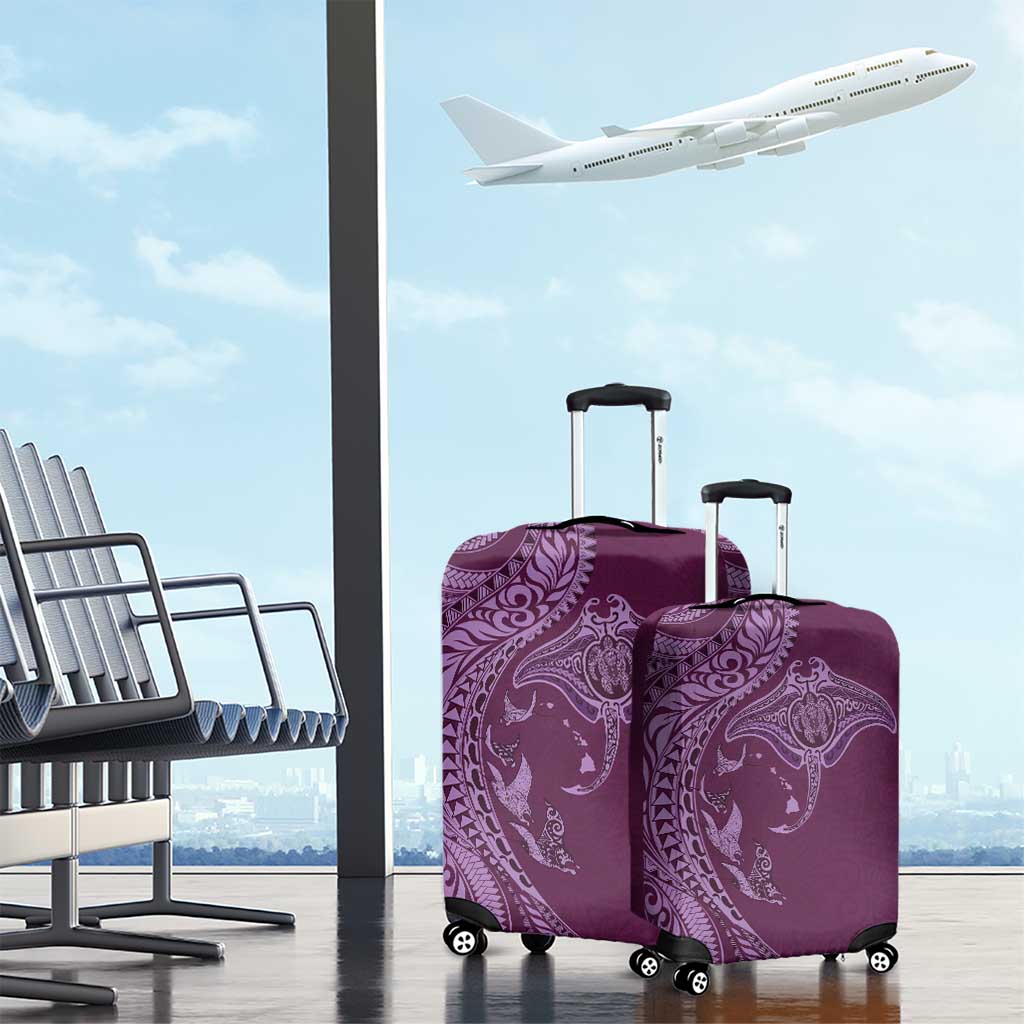 Hawaiian Manta Ray and Polynesian Tribal Tattoo Luggage Cover Pink Color LT03