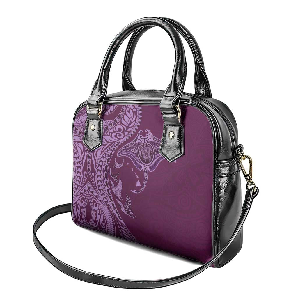 Hawaiian Manta Ray and Polynesian Tribal Tattoo Shoulder Handbag Pink Color LT03