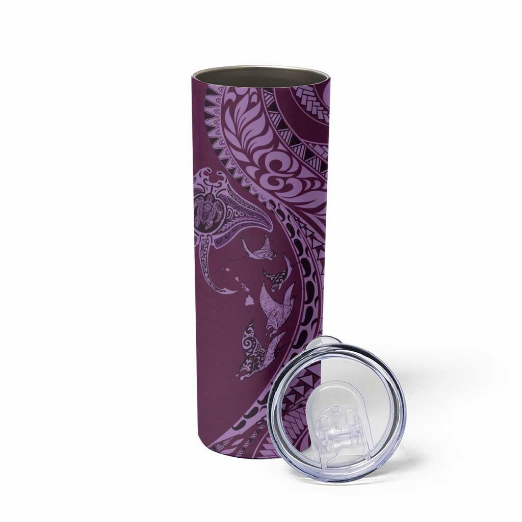 Hawaiian Manta Ray and Polynesian Tribal Tattoo Skinny Tumbler Pink Color LT03 - Polynesian Pride