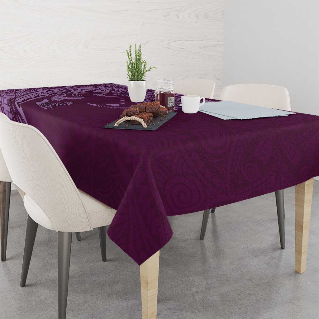 Hawaiian Manta Ray and Polynesian Tribal Tattoo Tablecloth Pink Color LT03