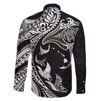 Hawaiian Manta Ray and Polynesian Tribal Tattoo Family Matching Summer Maxi Dress and Hawaiian Shirt Black Color LT03 - Polynesian Pride