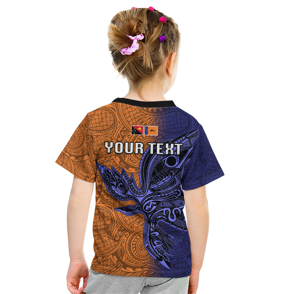 Custom Papua New Guinea New Ireland Province Kid T Shirt PNG Birds Of Paradise Polynesian Arty Style LT03 - Polynesian Pride