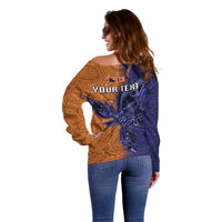 Custom Papua New Guinea New Ireland Province Off Shoulder Sweater PNG Birds Of Paradise Polynesian Arty Style LT03 - Polynesian Pride