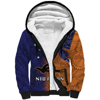 Custom Papua New Guinea New Ireland Province Sherpa Hoodie PNG Birds Of Paradise Polynesian Arty Style LT03 Unisex Orange - Polynesian Pride