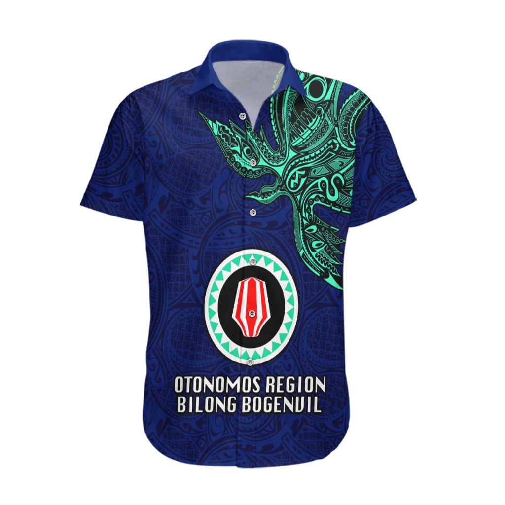 Custom Papua New Guinea Bougainville Hawaiian Shirt PNG Birds Of Paradise Polynesian Arty Style LT03 Blue - Polynesian Pride