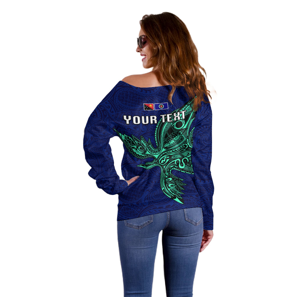 Custom Papua New Guinea Bougainville Off Shoulder Sweater PNG Birds Of Paradise Polynesian Arty Style LT03 - Polynesian Pride