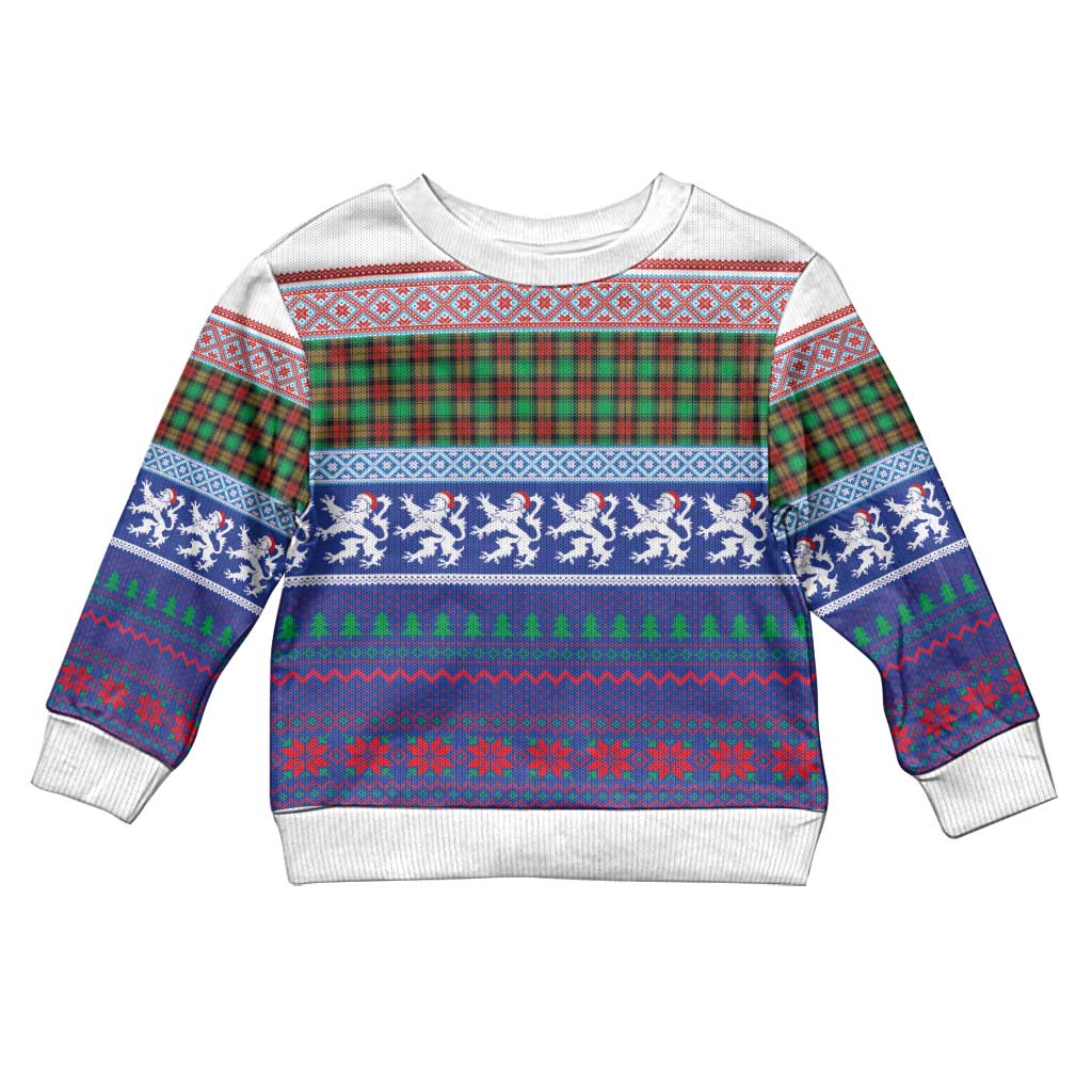 Scottish Christmas Kid Ugly Christmas Sweater Xmas Royal Lions and Tartan - Polynesian Pride