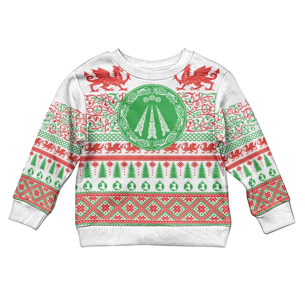 Welsh Christmas Kid Ugly Christmas Sweater Awen and Celtics Culture with Xmas Elements - Polynesian Pride