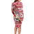 Hawaii Mele Kalikimaka Long Sleeve Bodycon Dress Santa Claus Surfing with Hawaiian Pattern Striped Red Style LT03 - Polynesian Pride