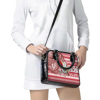 Custom Hawaii Mele Kalikimaka Shoulder Handbag Santa Claus Surfing with Hawaiian Pattern Striped Red Style LT03 - Polynesian Pride