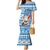 Custom Hawaii Mele Kalikimaka Mermaid Dress Santa Claus Surfing with Hawaiian Pattern Striped Blue Style LT03 Women Blue - Polynesian Pride