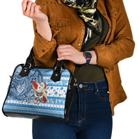 Custom Hawaii Mele Kalikimaka Shoulder Handbag Santa Claus Surfing with Hawaiian Pattern Striped Blue Style LT03 - Polynesian Pride