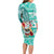 Custom Hawaii Mele Kalikimaka Long Sleeve Bodycon Dress Santa Claus Surfing with Hawaiian Pattern Striped Turquoise Style LT03 - Polynesian Pride