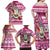 Hawaii Mele Kalikimaka Family Matching Off Shoulder Maxi Dress and Hawaiian Shirt Santa Claus Surfing with Hawaiian Pattern Striped Pink Style LT03 - Polynesian Pride