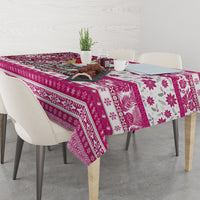 Hawaii Mele Kalikimaka Tablecloth Santa Claus Surfing with Hawaiian Pattern Striped Pink Style LT03 - Polynesian Pride
