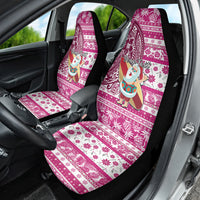 Custom Hawaii Mele Kalikimaka Car Seat Cover Santa Claus Surfing with Hawaiian Pattern Striped Pink Style LT03 - Polynesian Pride