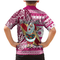 Custom Hawaii Mele Kalikimaka Family Matching Mermaid Dress and Hawaiian Shirt Santa Claus Surfing with Hawaiian Pattern Striped Pink Style LT03 - Polynesian Pride