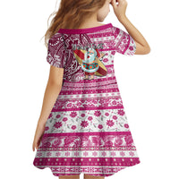 Custom Hawaii Mele Kalikimaka Family Matching Off Shoulder Maxi Dress and Hawaiian Shirt Santa Claus Surfing with Hawaiian Pattern Striped Pink Style LT03 - Polynesian Pride