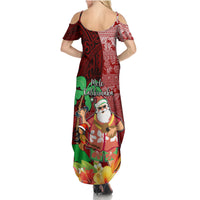 Hawaii Mele Kalikimaka Family Matching Summer Maxi Dress and Hawaiian Shirt Santa Claus and Hula Girl Tropical Folwer with Hawaiian Pattern LT03 - Polynesian Pride