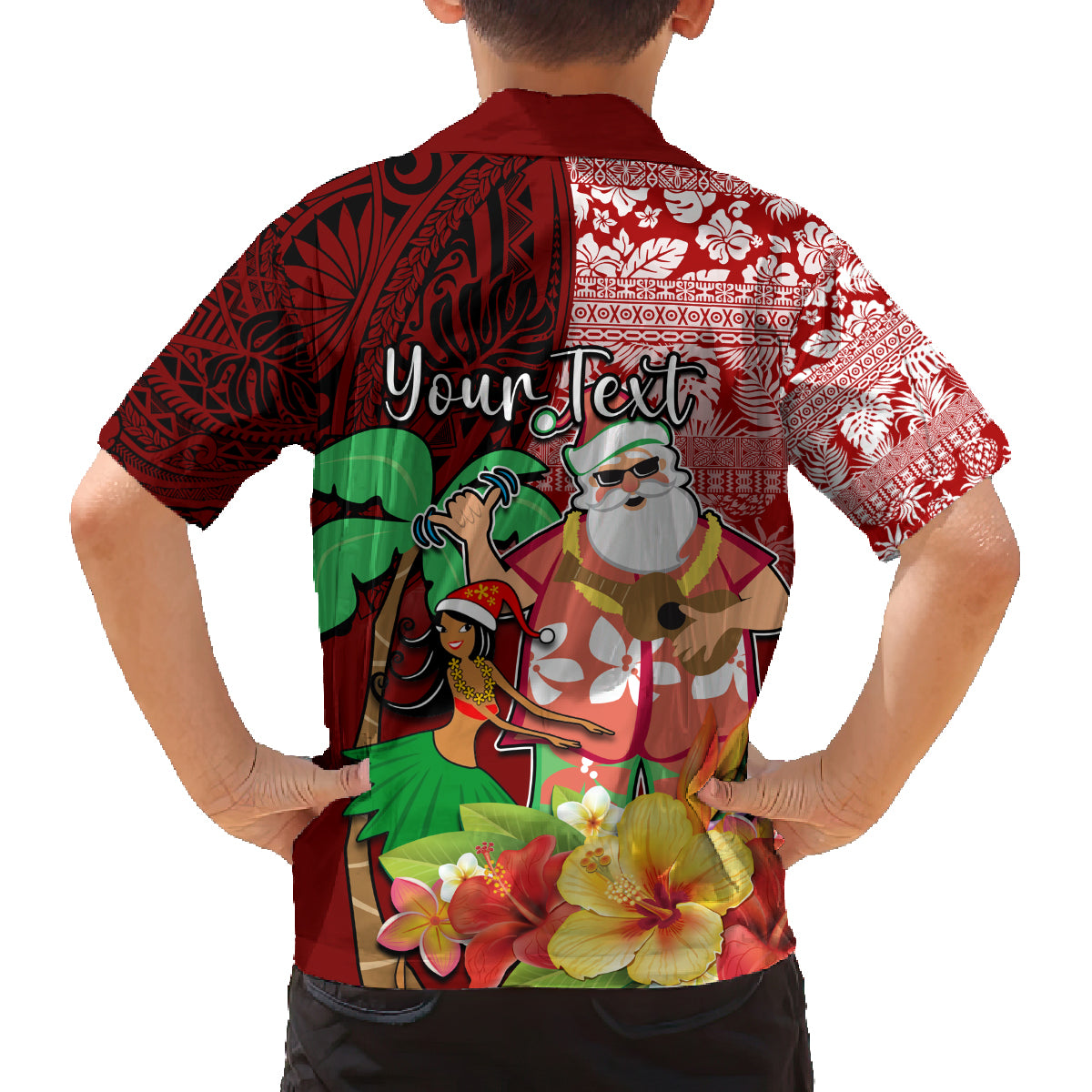 Custom Hawaii Mele Kalikimaka Family Matching Summer Maxi Dress and Hawaiian Shirt Santa Claus and Hula Girl Tropical Folwer with Hawaiian Pattern LT03 - Polynesian Pride