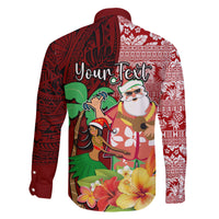 Custom Hawaii Mele Kalikimaka Family Matching Tank Maxi Dress and Hawaiian Shirt Santa Claus and Hula Girl Tropical Folwer with Hawaiian Pattern LT03 - Polynesian Pride