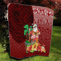 Custom Hawaii Mele Kalikimaka Quilt Santa Claus and Hula Girl Tropical Folwer with Hawaiian Pattern LT03 - Polynesian Pride