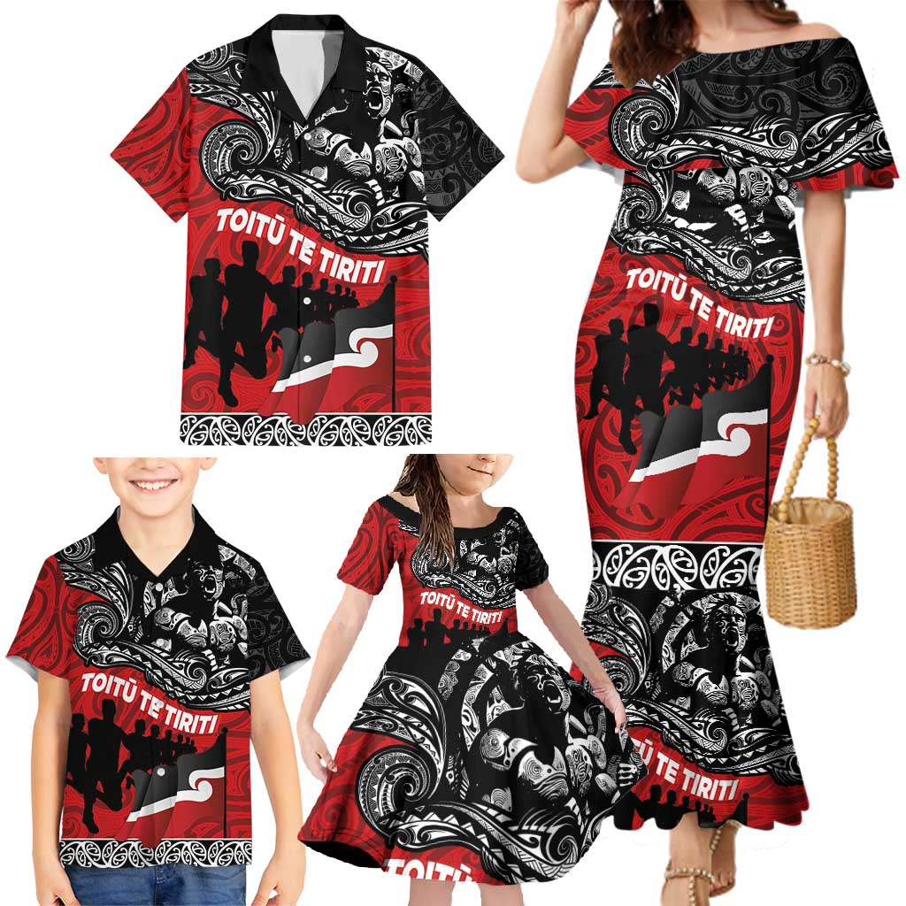Aotearoa Toitu Te Tiriti Family Matching Mermaid Dress and Hawaiian Shirt Honoring Te Tiriti o Waitangi Maori Haka LT03 - Polynesian Pride