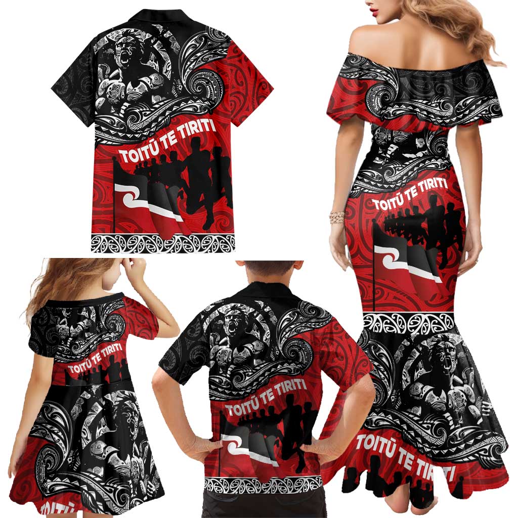 Aotearoa Toitu Te Tiriti Family Matching Mermaid Dress and Hawaiian Shirt Honoring Te Tiriti o Waitangi Maori Haka LT03 - Polynesian Pride