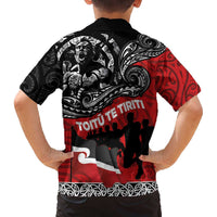 Aotearoa Toitu Te Tiriti Family Matching Off The Shoulder Long Sleeve Dress and Hawaiian Shirt Honoring Te Tiriti o Waitangi Maori Haka LT03 - Polynesian Pride