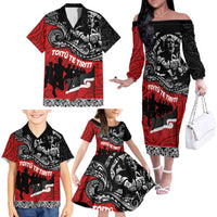 Aotearoa Toitu Te Tiriti Family Matching Off The Shoulder Long Sleeve Dress and Hawaiian Shirt Honoring Te Tiriti o Waitangi Maori Haka LT03 - Polynesian Pride
